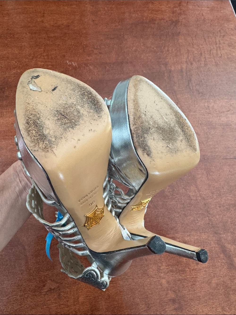 Charlotte Olympia Silver Filigree Platform Stiletto Sandals - Picture 12 of 12